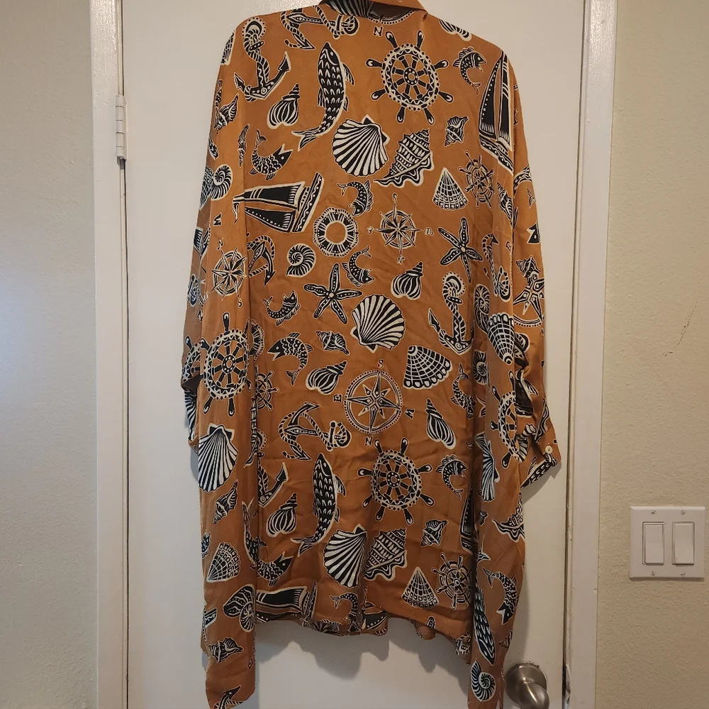 Brown Patterned Button-Up Shirt Dress - Picture 6 of 8